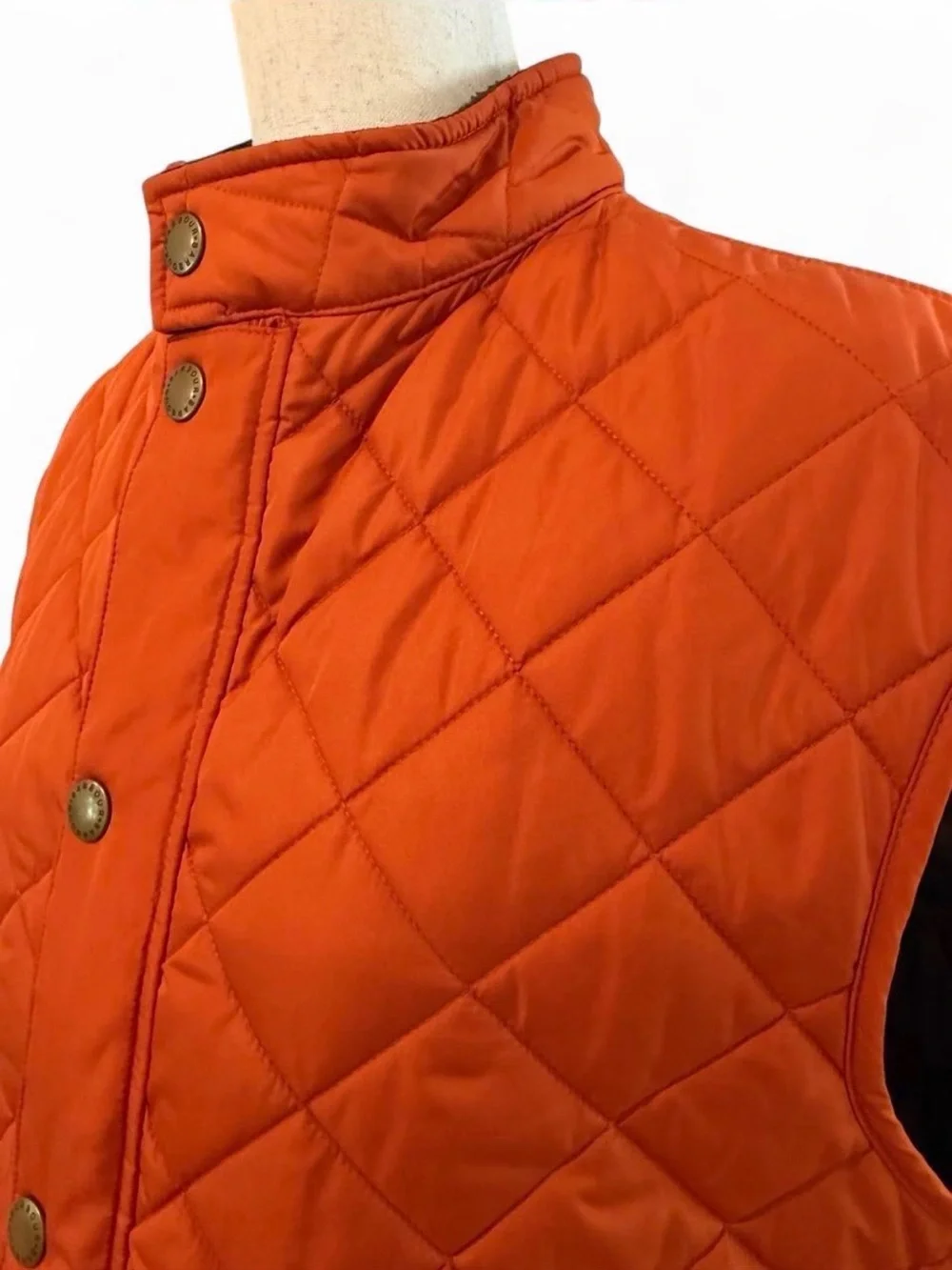 Barbour Lower Gail Quilted Vest Men's Large Orange Snap Front Hunting Gilet - L